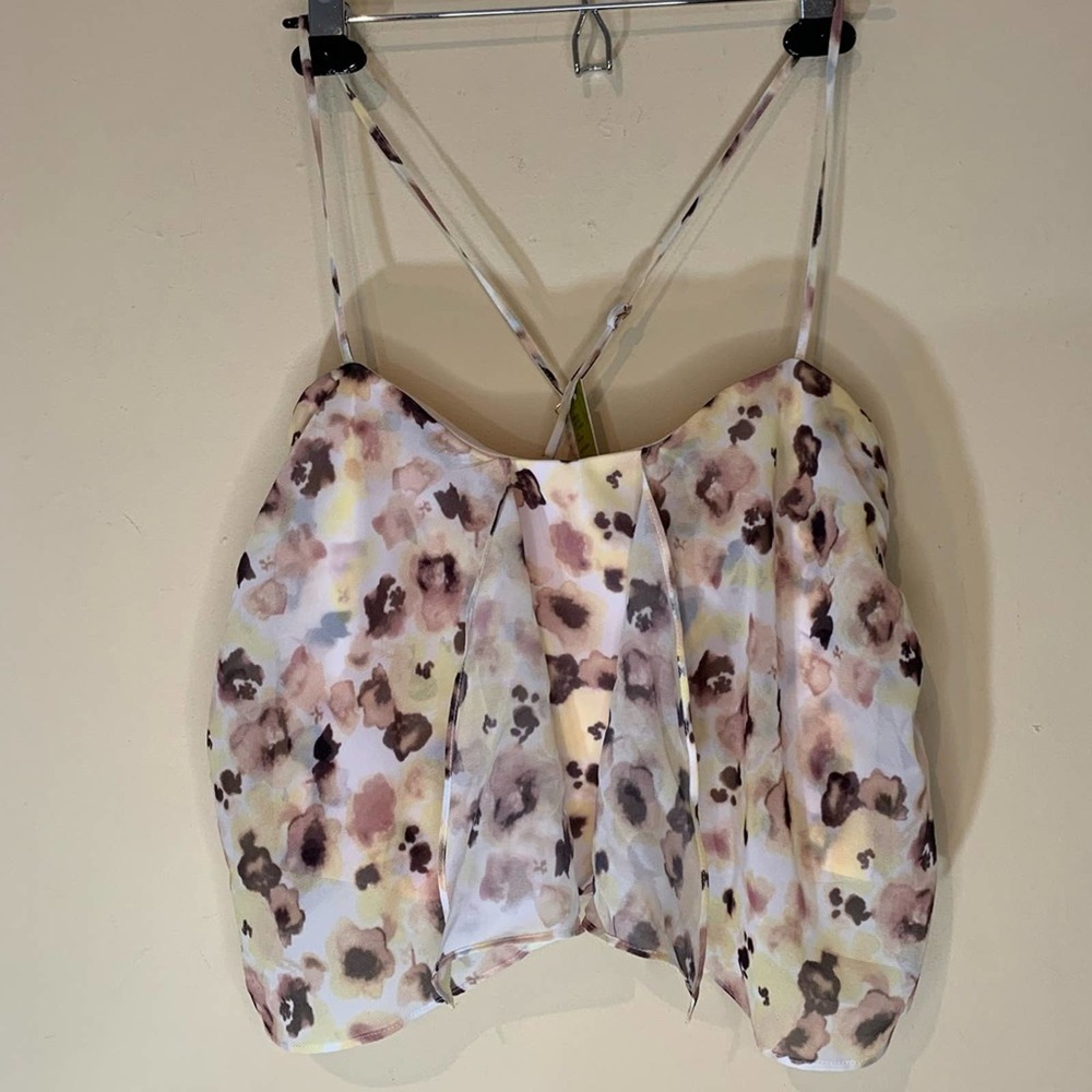 Gianni Bini NEW Vic Cropped Top Wild Flower Sheer Blouse Medium - Picture 2 of 16